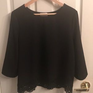 Everly size L black blouse with lace details